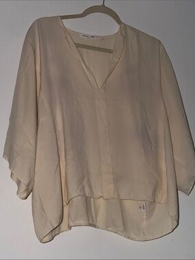 Helmut Lang Pale Cream Sheer Tunic Blouse